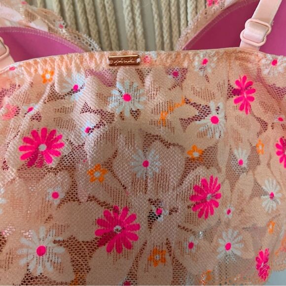 VICTORIA’S SECRET PINK Lightly Lined Lace Bralette Pink Floral Size Small - Picture 8 of 14